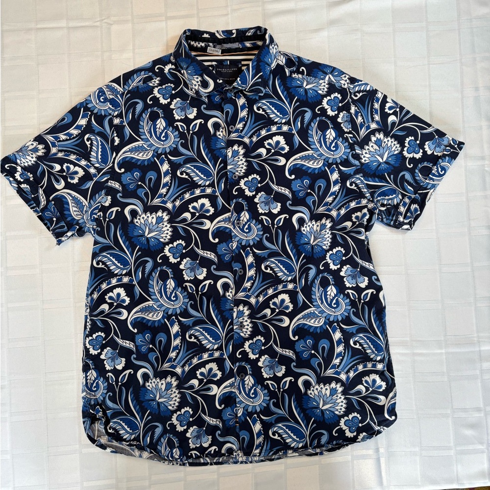 Denim & Flower Navy and White Floral Button Down Shirt